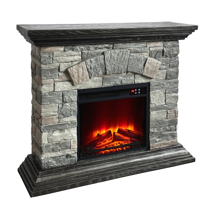 LIVILAND 40 in. Magnesium Oxide Freestanding Electric Fireplace in Gray