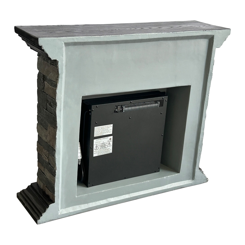 LIVILAND 40 in. Magnesium Oxide Freestanding Electric Fireplace in Gray