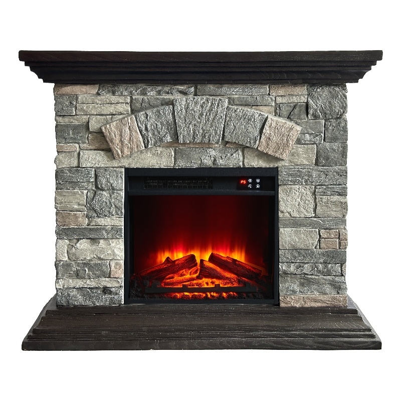 LIVILAND 40 in. Magnesium Oxide Freestanding Electric Fireplace in Gray