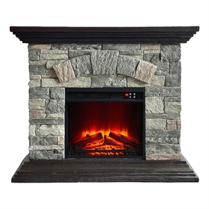 LIVILAND 40 in. Magnesium Oxide Freestanding Electric Fireplace in Gray