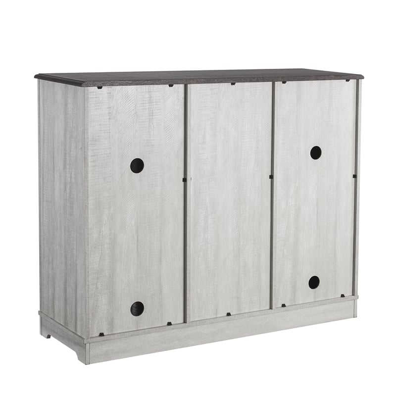 LIVILAND 47 in. Wood Bar Cabinet w/ Brushed Nickel Knobs - Off White