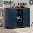 LIVILAND 47 in. Wood Bar Cabinet w/ Brushed Nickel Knobs - Navy Blue
