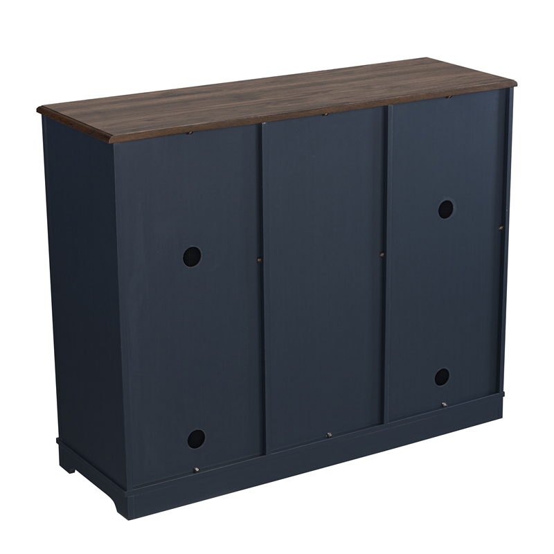 LIVILAND 47 in. Wood Bar Cabinet w/ Brushed Nickel Knobs - Navy Blue