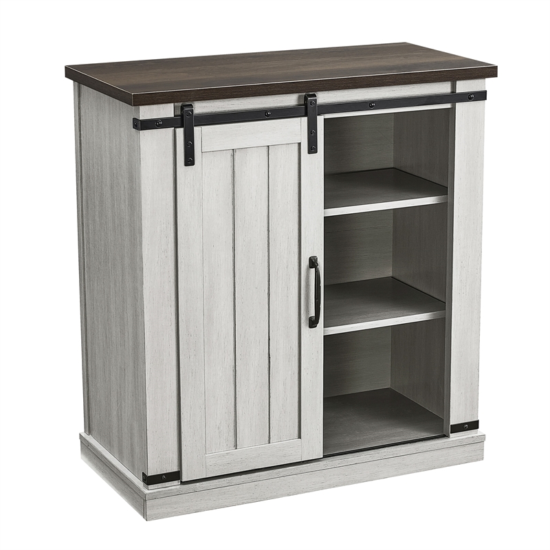 LIVILAND 32 in. Off White w/ Dark Walnut Desktop TV Stand for TV up to 40 in.