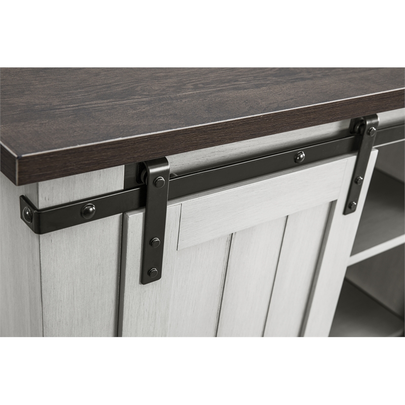 LIVILAND 32 in. Off White w/ Dark Walnut Desktop TV Stand for TV up to 40 in.