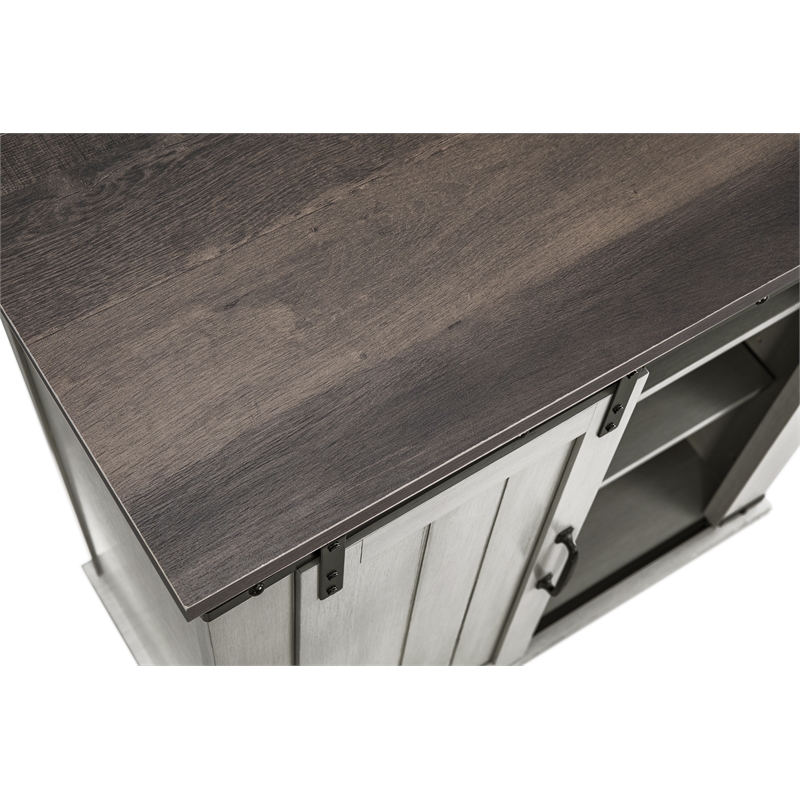 LIVILAND 32 in. Off White w/ Dark Walnut Desktop TV Stand for TV up to 40 in.