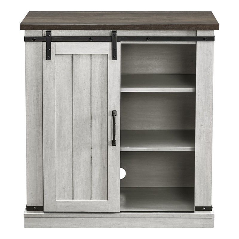 LIVILAND 32 in. Off White w/ Dark Walnut Desktop TV Stand for TV up to 40 in.