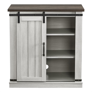 LIVILAND 32 in. Off White w/ Dark Walnut Desktop TV Stand for TV up to 40 in.