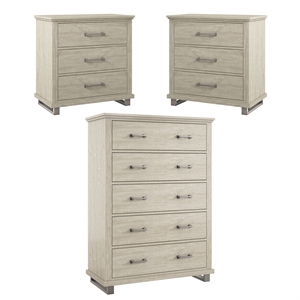 LIVILAND 3 Piece Bedroom Set with 2 Nightstands and 1 Chest - Beige