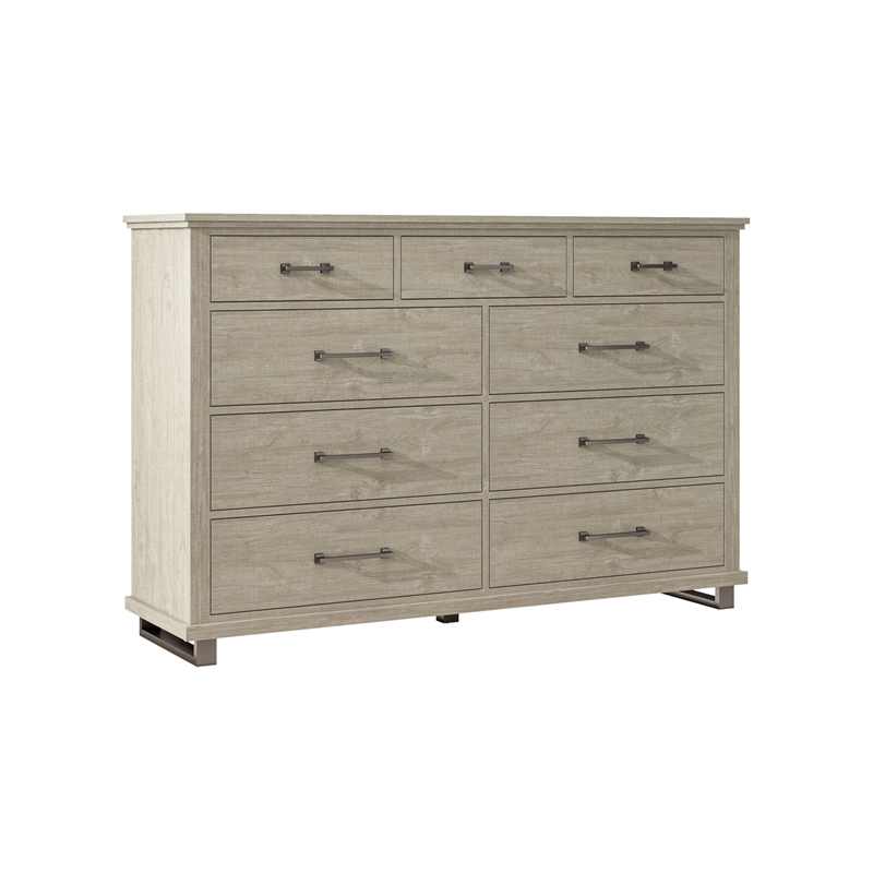 LIVILAND 64 in. Wide Wood 9-Drawer Double Dresser - Beige