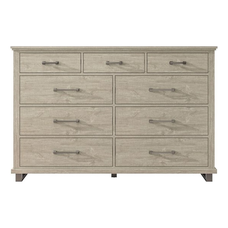 LIVILAND 64 in. Wide Wood 9-Drawer Double Dresser - Beige