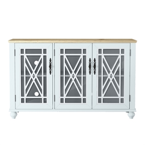LIVILAND 55&quot Vintage Style Kitchen Accent Buffet Sideboard Cabinet Grayish-white