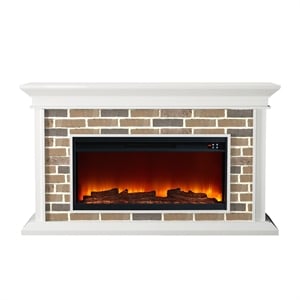 LIVILAND 60&quot Freestanding Electric Fireplace with Faux Brick Mantle - White