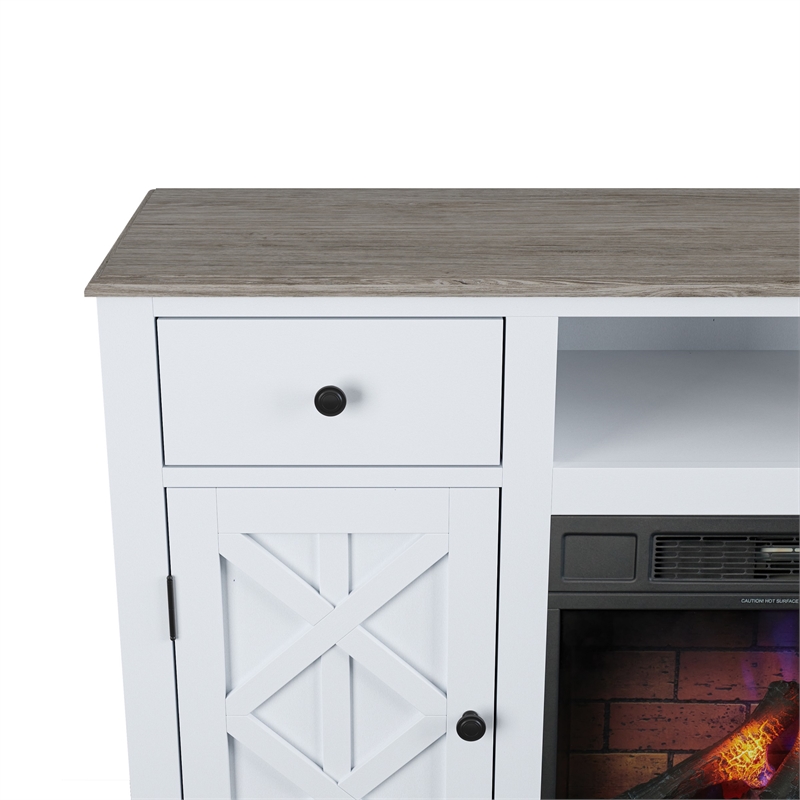 LIVILAND Farmhouse TV Stand with Fireplace For TVs Upto 65
