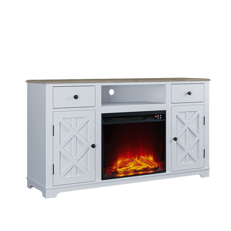 LIVILAND Farmhouse TV Stand with Fireplace For TVs Upto 65