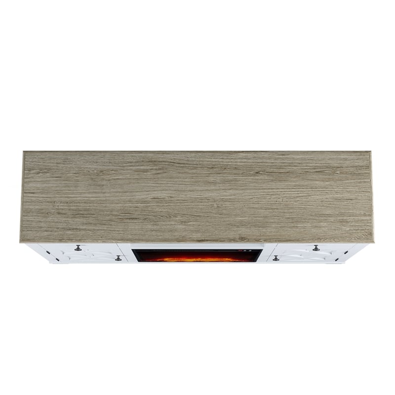 LIVILAND Farmhouse TV Stand with Fireplace For TVs Upto 65