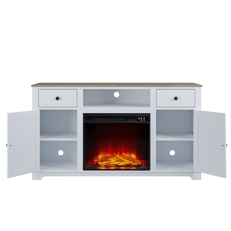 LIVILAND Farmhouse TV Stand with Fireplace For TVs Upto 65