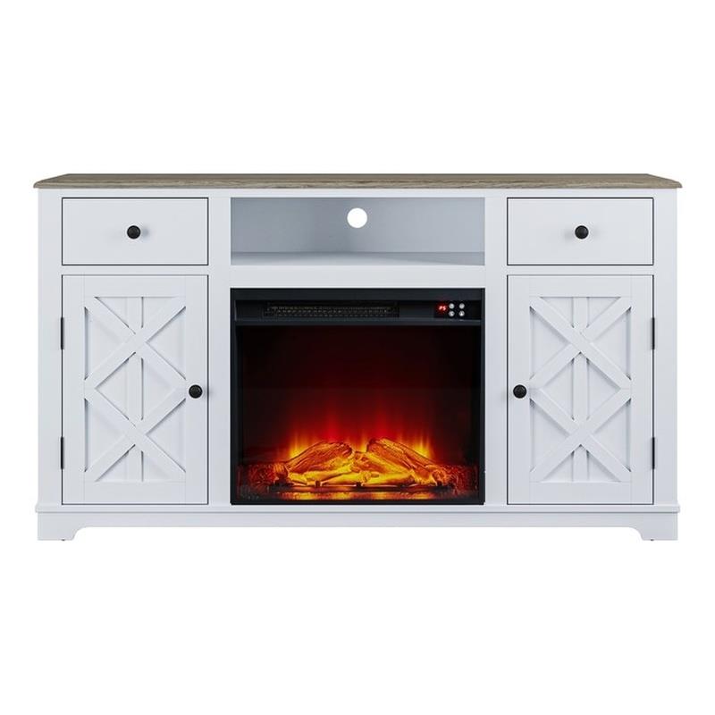 LIVILAND Farmhouse TV Stand with Fireplace For TVs Upto 65
