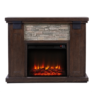 LIVILAND 48&quot Magnesium Oxide Freestanding Electric Fireplace - Brown
