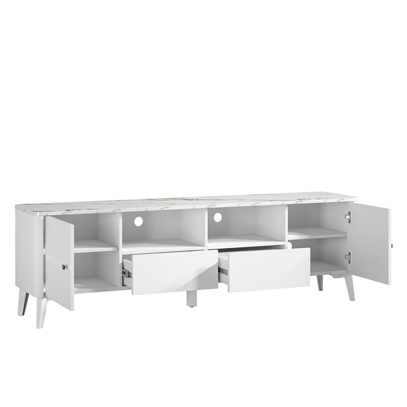 LIVILAND Engineered Wood & Marble TV Stands For TVs Upto 75