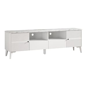 LIVILAND Engineered Wood & Marble TV Stands For TVs Upto 75&quot in White