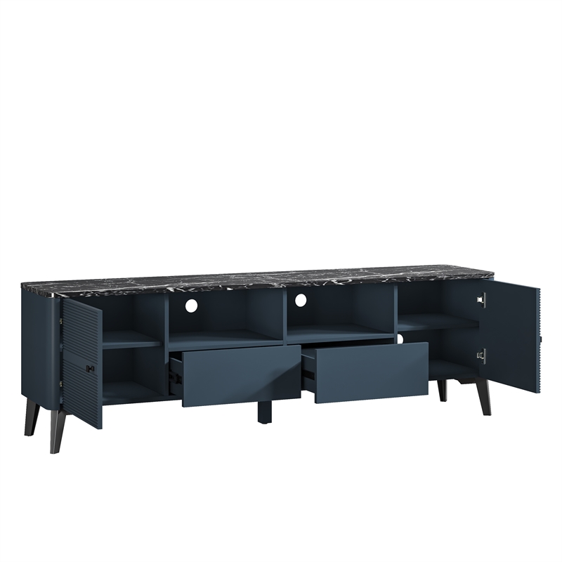 LIVILAND Engineered Wood & Marble TV Stands For TVs Upto 75