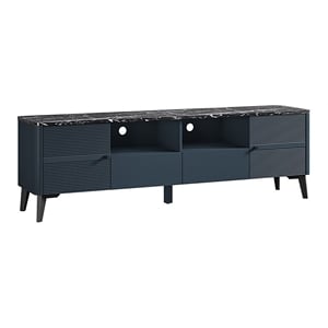 LIVILAND Engineered Wood & Marble TV Stands For TVs Upto 75&quot in Navy