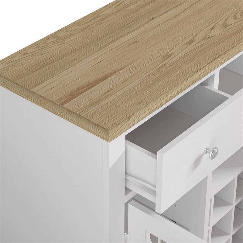 LIVILAND 4-Shelf Modern Engineered Wood Wine Cabinet in White