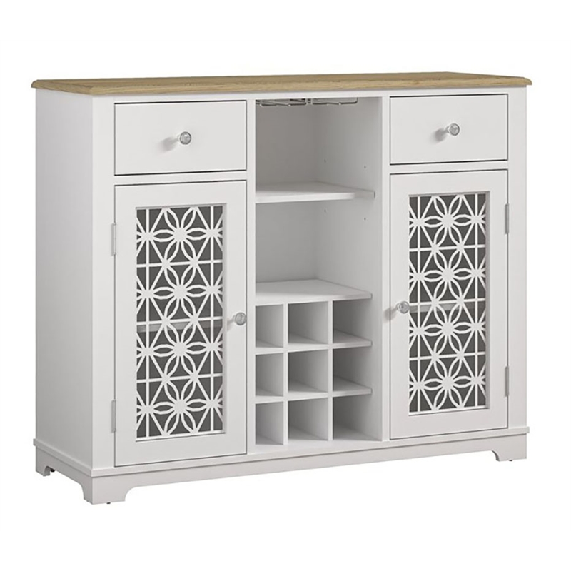 LIVILAND 4-Shelf Modern Engineered Wood Wine Cabinet in White