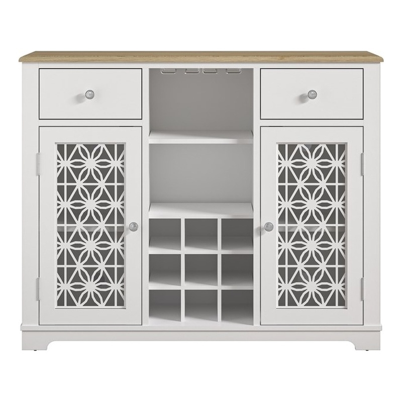 LIVILAND 4-Shelf Modern Engineered Wood Wine Cabinet in White
