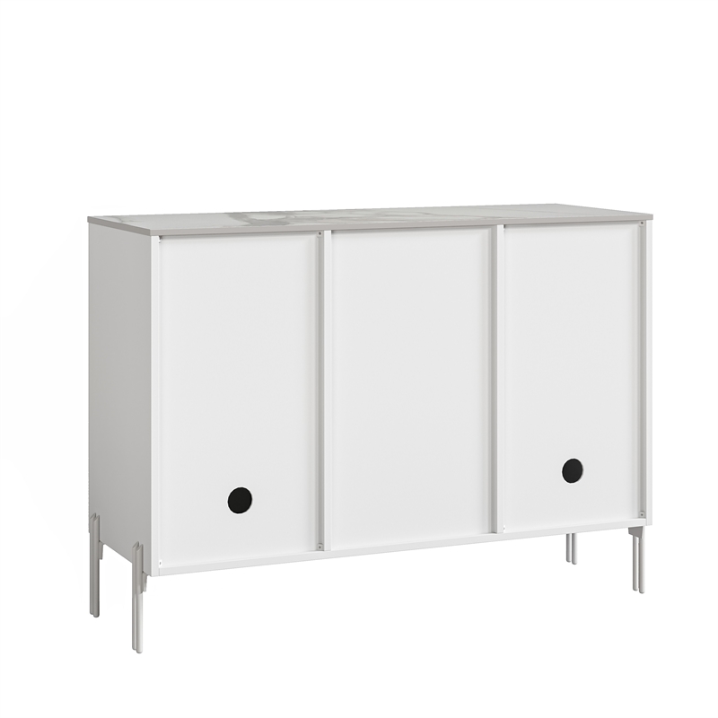LIVILAND Modern Engineered Wood 9-Bottle Capacity Wine Cabinet in White