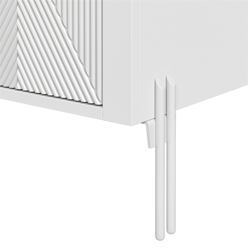 LIVILAND Modern Engineered Wood 9-Bottle Capacity Wine Cabinet in White