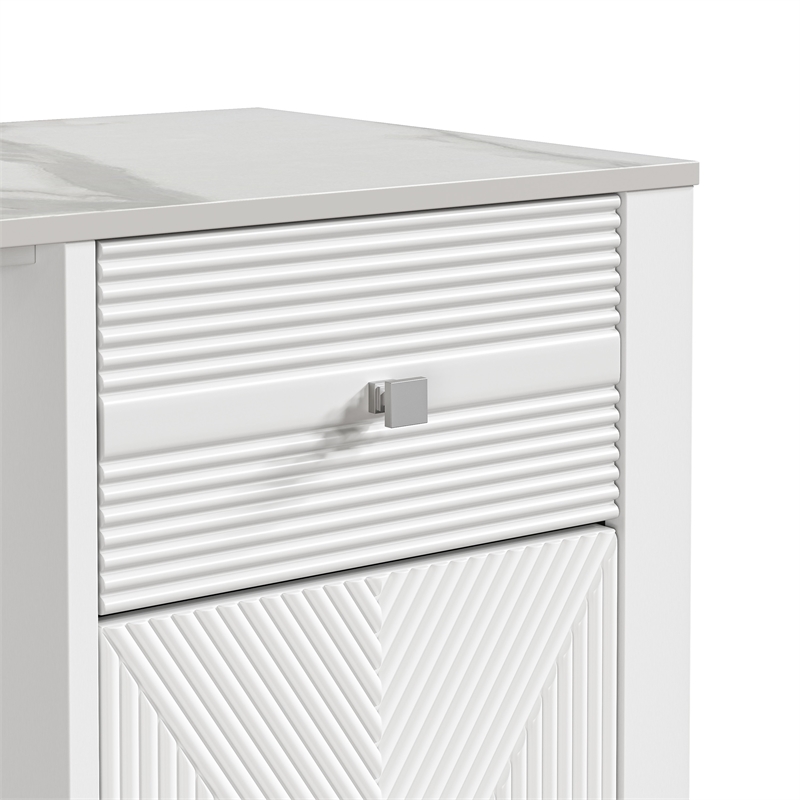 LIVILAND Modern Engineered Wood 9-Bottle Capacity Wine Cabinet in White