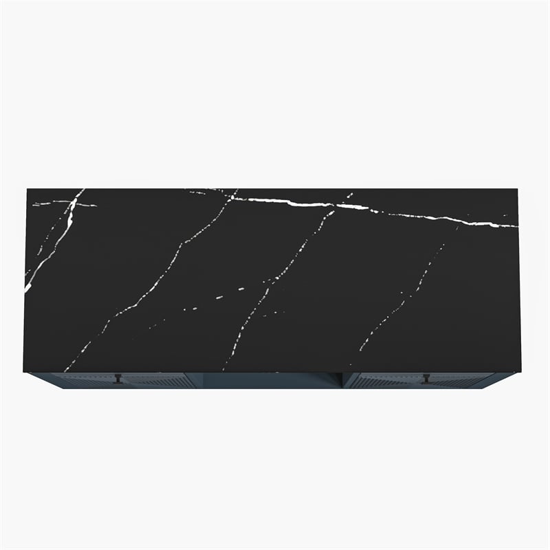 LIVILAND Modern Engineered Wood 9-Bottle Capacity Wine Cabinet in Navy