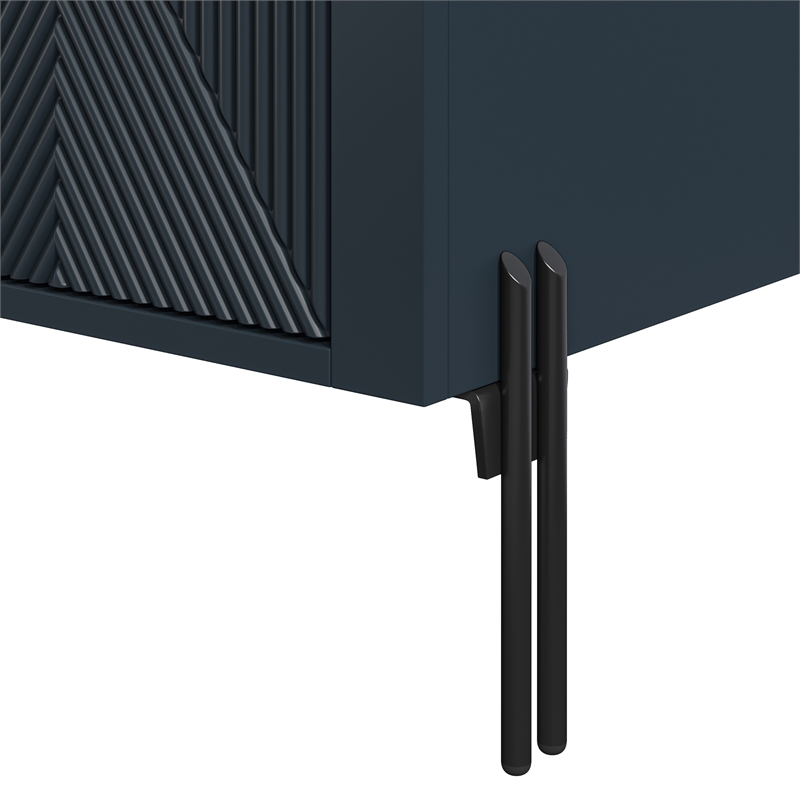 LIVILAND Modern Engineered Wood 9-Bottle Capacity Wine Cabinet in Navy