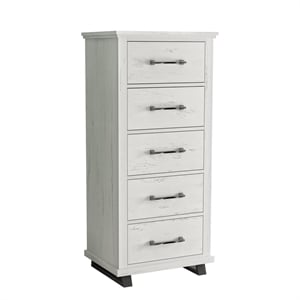 LIVILAND 24&quotW 5-Drawers Tall Bedroom Chest in Antique White