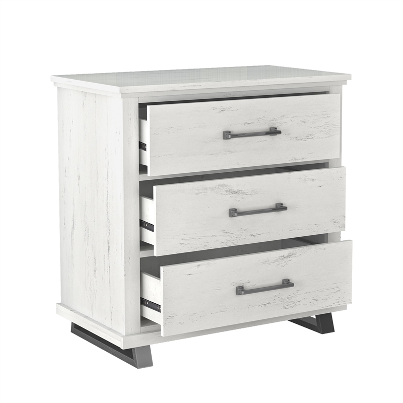 LIVILAND Contemporary 3-Drawers Bedroom Nightstand in Antique White