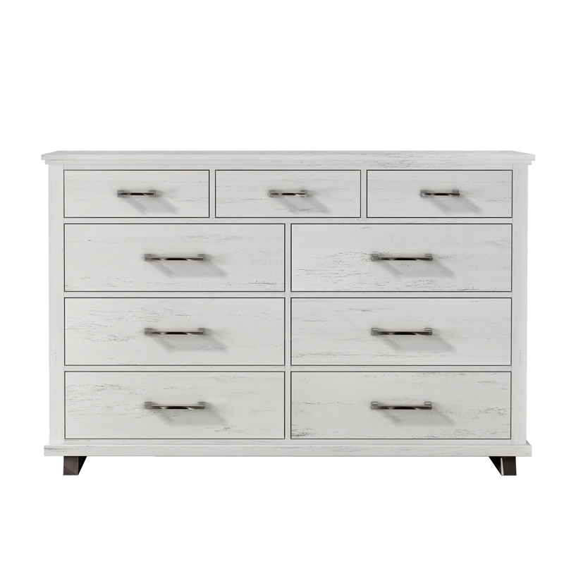 LIVILAND 9-Drawers Bedroom Dresser in Antique White