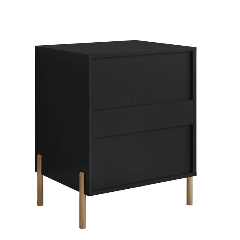 LIVILAND Modern 2-Drawer Nightstand Bedside Table End Table Furniture - Black