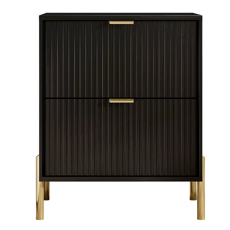 LIVILAND Modern 2-Drawer Nightstand Bedside Table End Table Furniture - Black