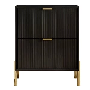 LIVILAND Modern 2-Drawer Nightstand Bedside Table End Table Furniture - Black