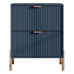 LIVILAND Modern 2-Drawer Nightstand Bedside Table End Table Furniture - Navy