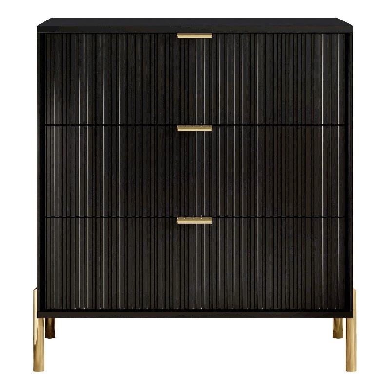 LIVILAND Modern 3-Drawer Nightstand Bedside Table End Table Furniture - Black