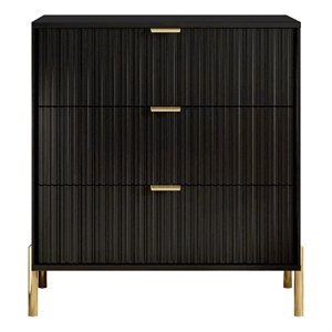 LIVILAND Modern 3-Drawer Nightstand Bedside Table End Table Furniture - Black