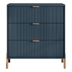 LIVILAND Modern 3-Drawer Nightstand Bedside Table End Table Furniture - Navy