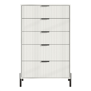 LIVILAND Modern 30&quot 5-Drawer Dresser Chest with Metal Handles - Off White