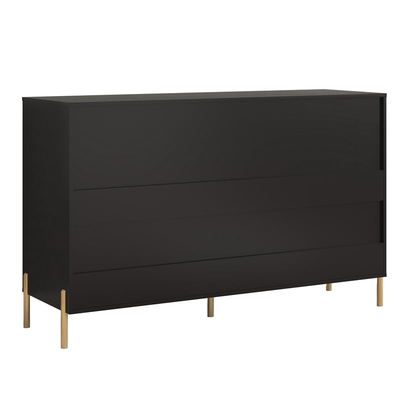 LIVILAND Modern 6-Drawer Double Dresser- Stylish Bedroom Storage - Black