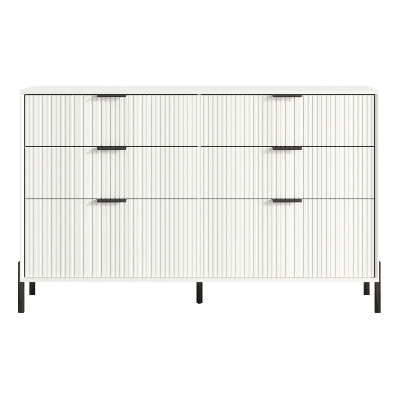 LIVILAND Modern 6-Drawer Double Dresser- Stylish Bedroom Storage - Off White