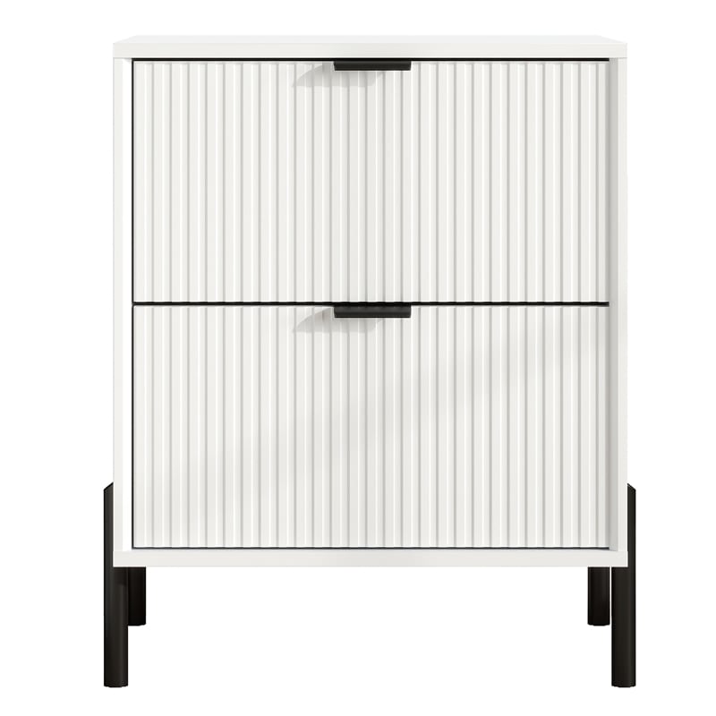 LIVILAND Modern 2-Drawer Nightstand Bedside Table End Table Furniture -Off White