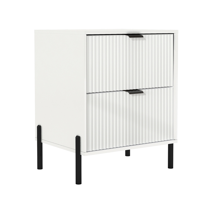 LIVILAND Modern 2-Drawer Nightstand Bedside Table End Table Furniture -Off White
